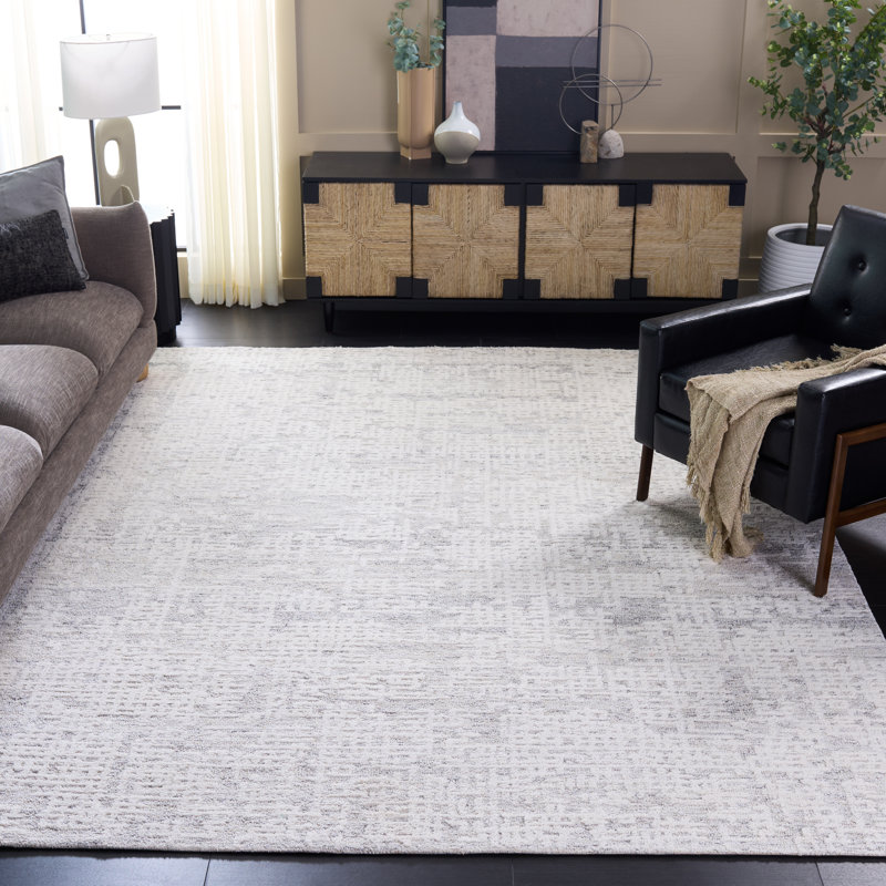 Ebony Hand Tufted Wool;Cotton No Pattern Rug, Rectangle 8' x 10'