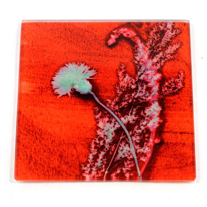 Glass Square 1 Piece Coaster, Yellow