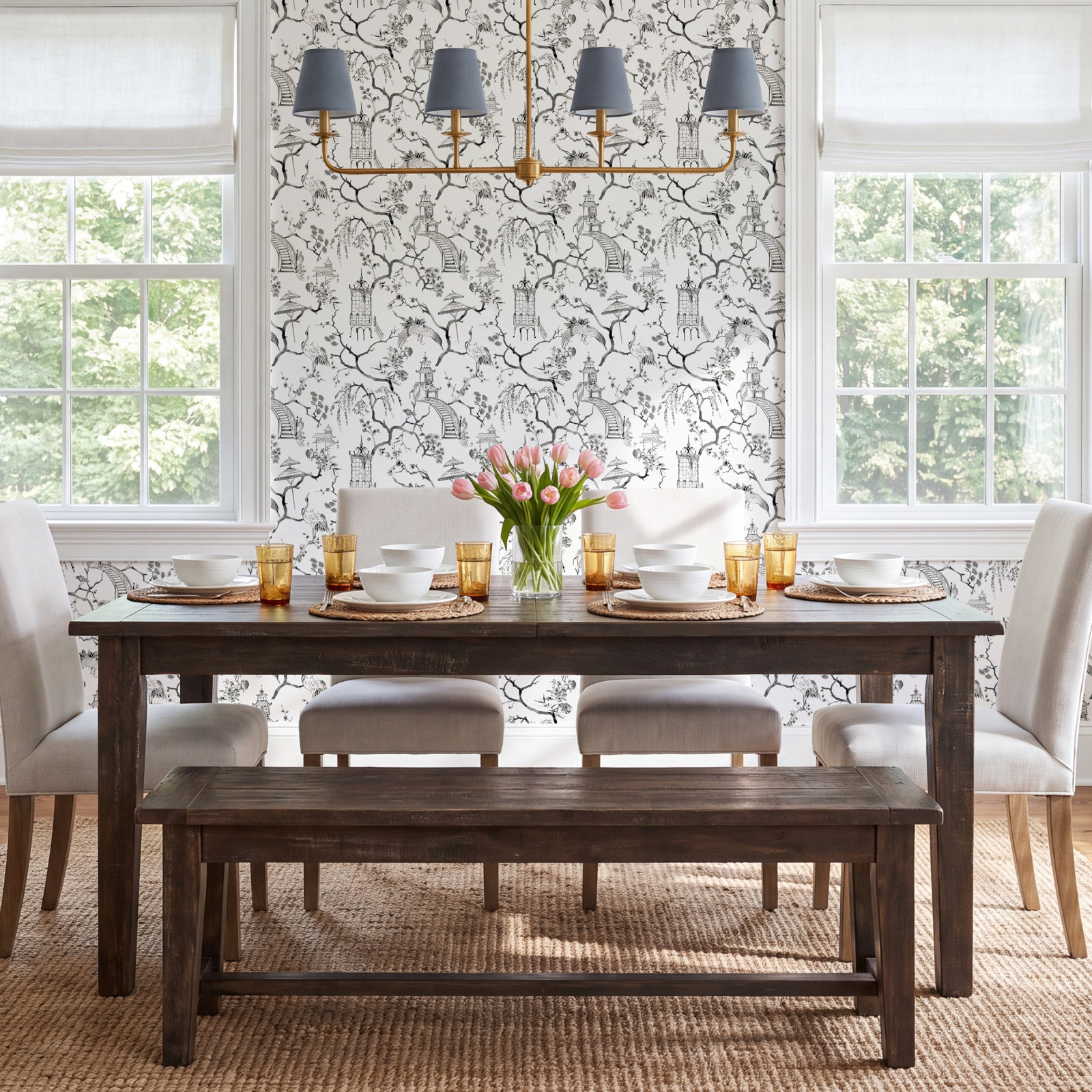 Breene NON-PASTED,UNPASTED Floral Wallpaper, Black