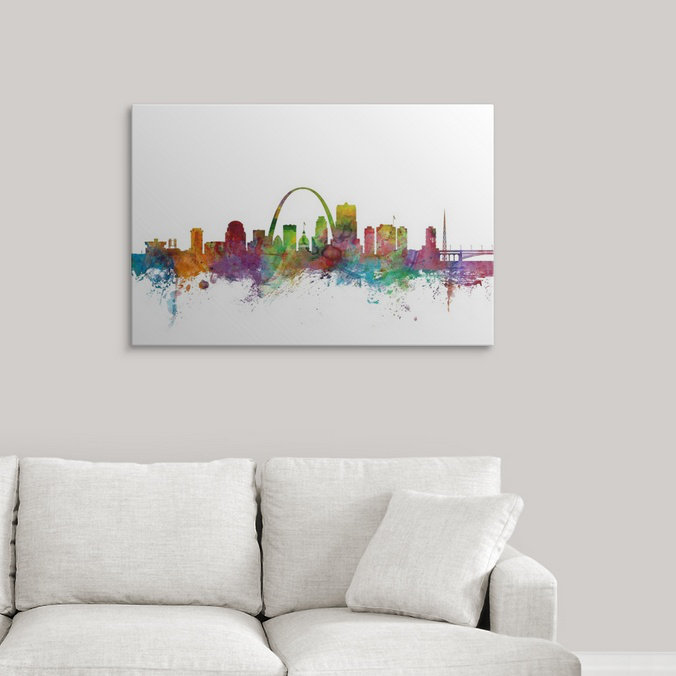 Francy «St Louis Missouri Skyline» par Michael Tompsett, impression, H 40 po x l 60 po x P 1,5 po, Toile