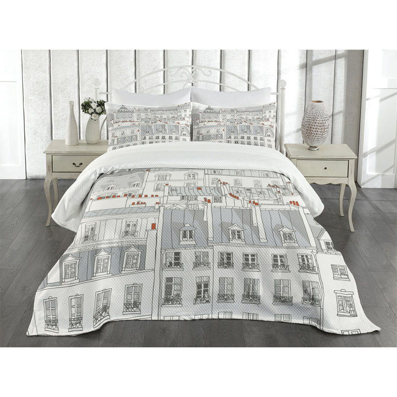 White Quilted Queen Bedspread Set with Pillow Shams