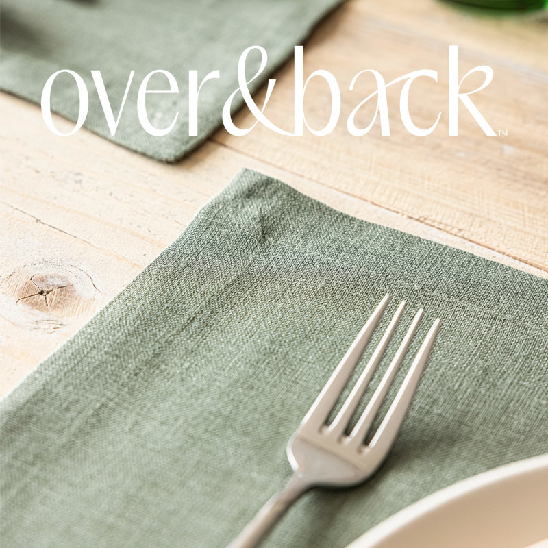Over&Back 100% Linen Woven Placemats, Set of 4, Green