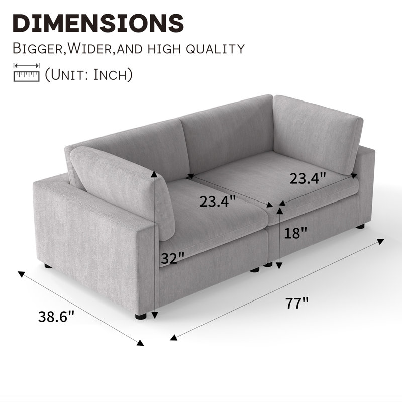 Canapé surdimensionné 75,6 po, Gris clair
