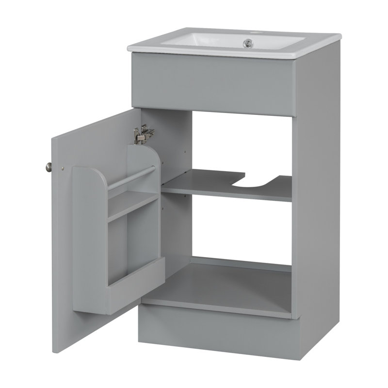Bathroom Vanity With Sink, Cabinet With Adjustable Shelf, Gray