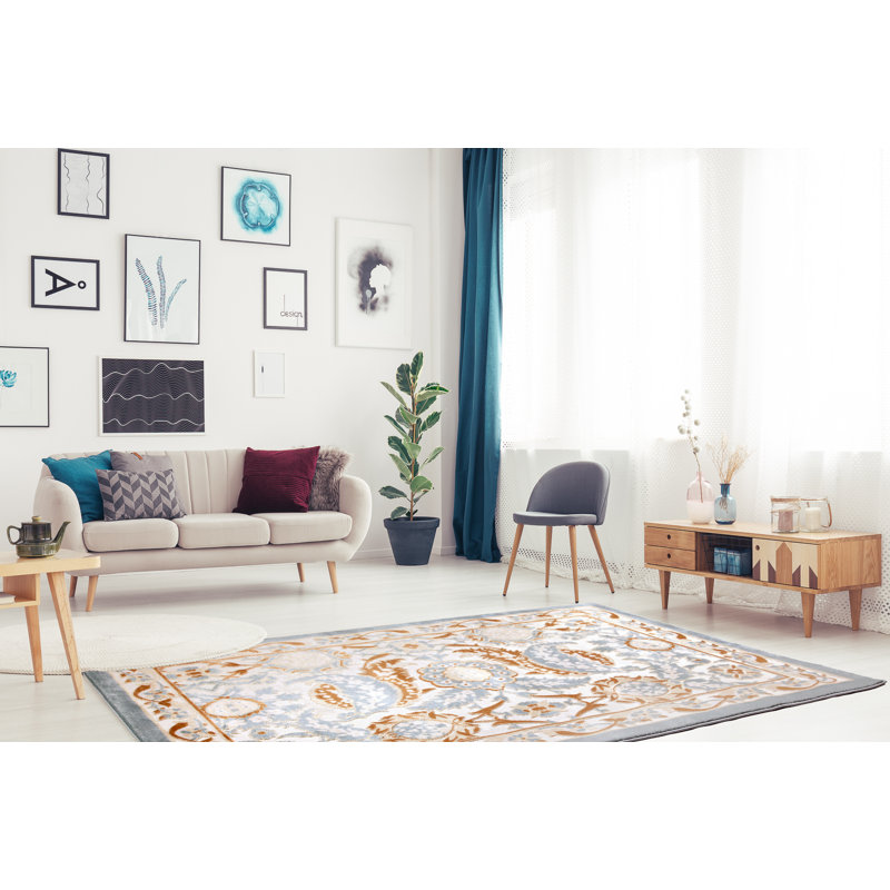 Tapis oriental orange Tishie, Rectangle 3 pi 11 po x 5 pi 7 po