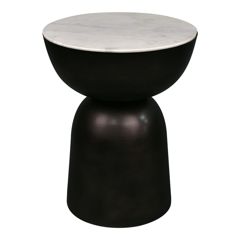 Atarah 20" Contemporary Natural Marble/Metal Handmade Hourglass End Table