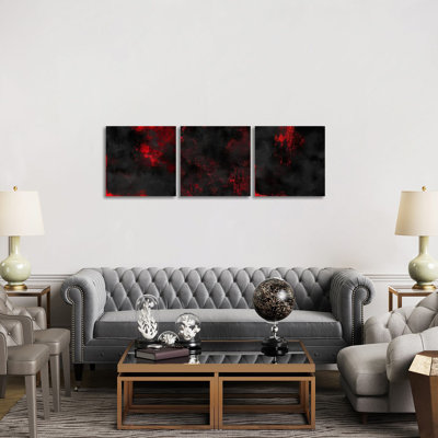 Red Noise Triptych - ensemble d'art mural sur toile tendue (ensemble de 3)