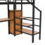 Lit mezzanine double en métal, bureau, escalier de rangement, petite armoire, DEL colorée, stable, tendance-1704634177
