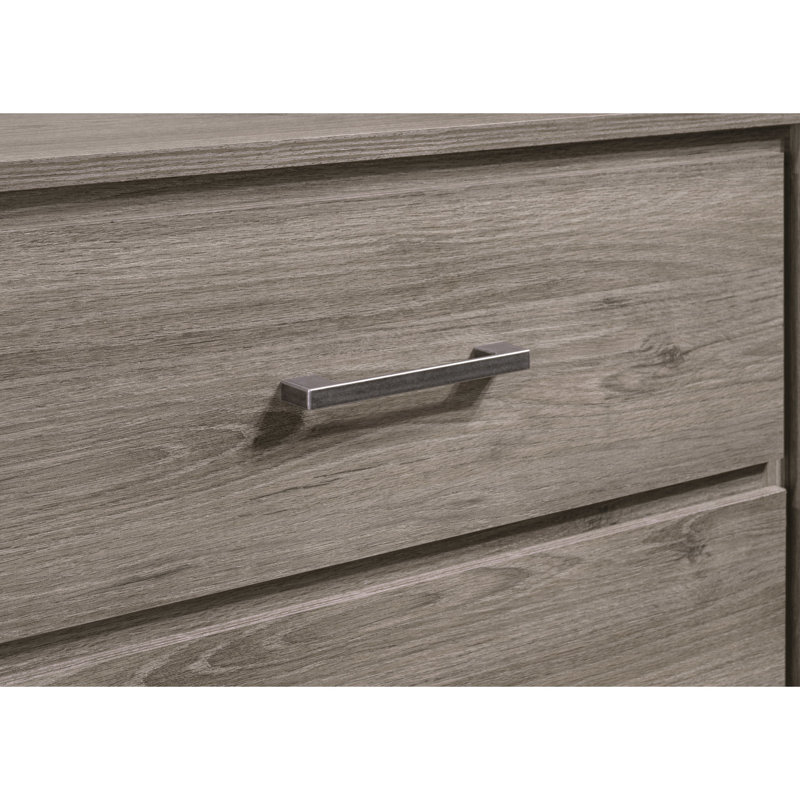 Contemporary Nightstand In Grey Oak Finish With 2 Drawers, Metal Hand Pull, Bedroom Garnish, 23.6" X 16" 25"H, 53 Lb - Drawer Style And Handle, For Bedroom, 25"H