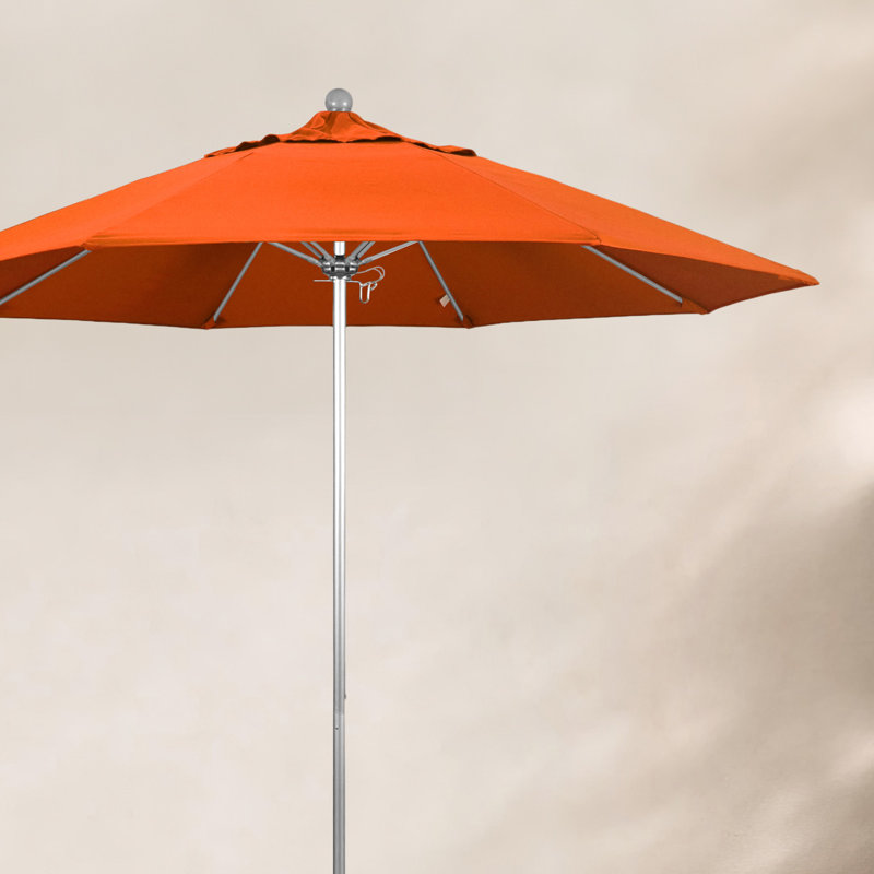Parasol de marché 9 pi Maria, Argent argent, Toile Sunbrella® Melon