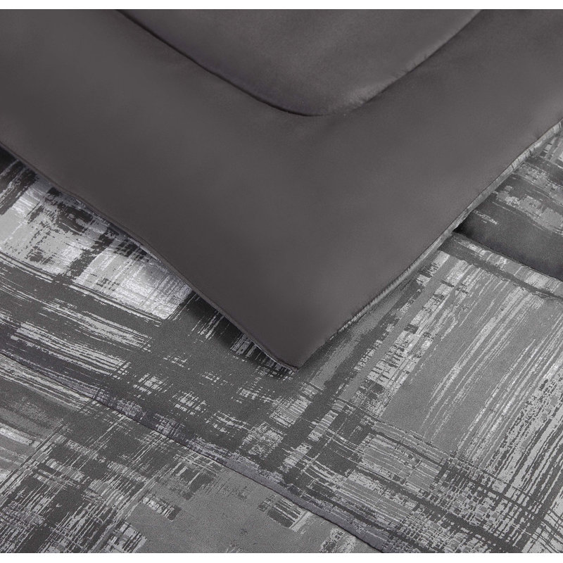 Ensemble d'édredon en microfibre Camden, Édredon très grand et 2 taies décoratives stand, Gris