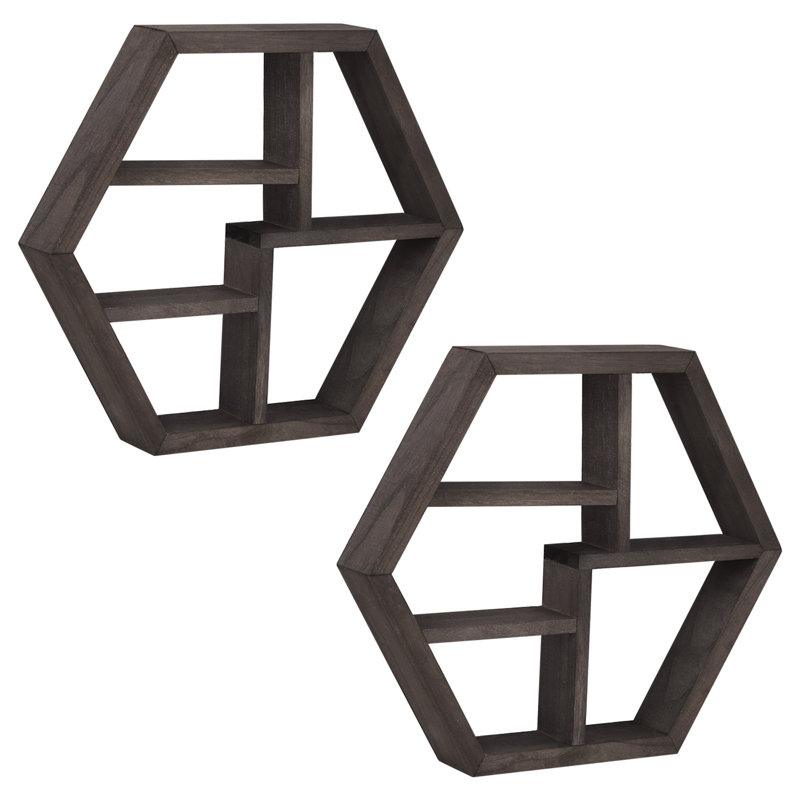 Budhram 2 Piece Hexagon Floating Shelf