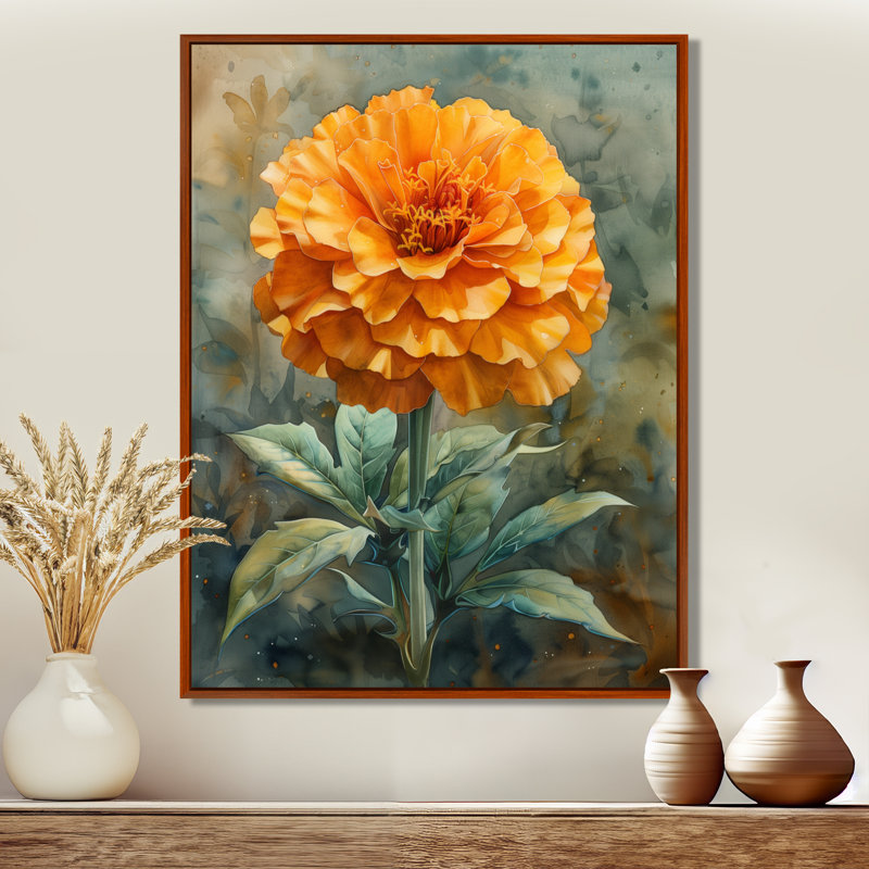 Orange orange, souci doré - souci, impression d'art mural, White Picture Framed, H 34 po x l 44 po