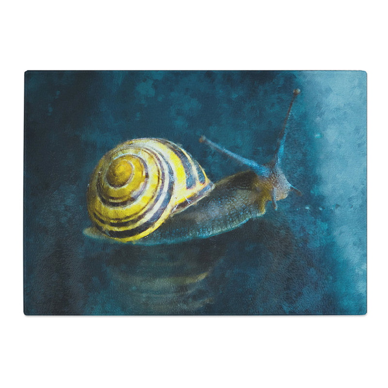 Yellow Snail Painting Chopping Board, 0.4cm H x 20cm W x 28.5cm L