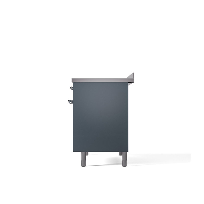 Cuisinière à induction 40 pouces avec 6 éléments à induction ILVE Nostalgie II Series (porte pleine), Gris-bleu / chrome