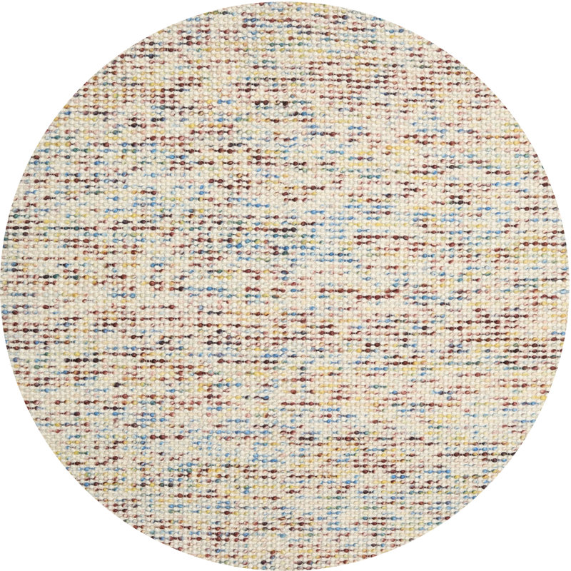 Tapis de zone gris/beige contemporaine, Rond 3 pi