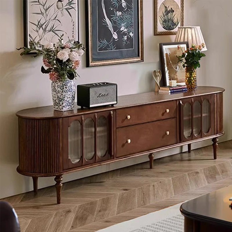 Multilayer solid wood TV stand, 86.61"