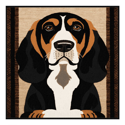 Washable Black and Tan Coonhound Dogs Area Rug