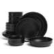 over&back Rimmed 16-Piece Semi Hand-Finished Stoneware Dinnerware Set, Service for 4