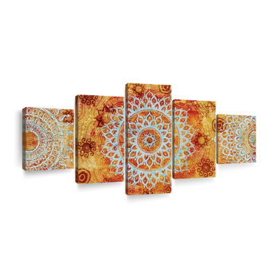 «Mandala Sun Like Mandala», ensemble de 5 impressions sur toile par NirvanaDesigns