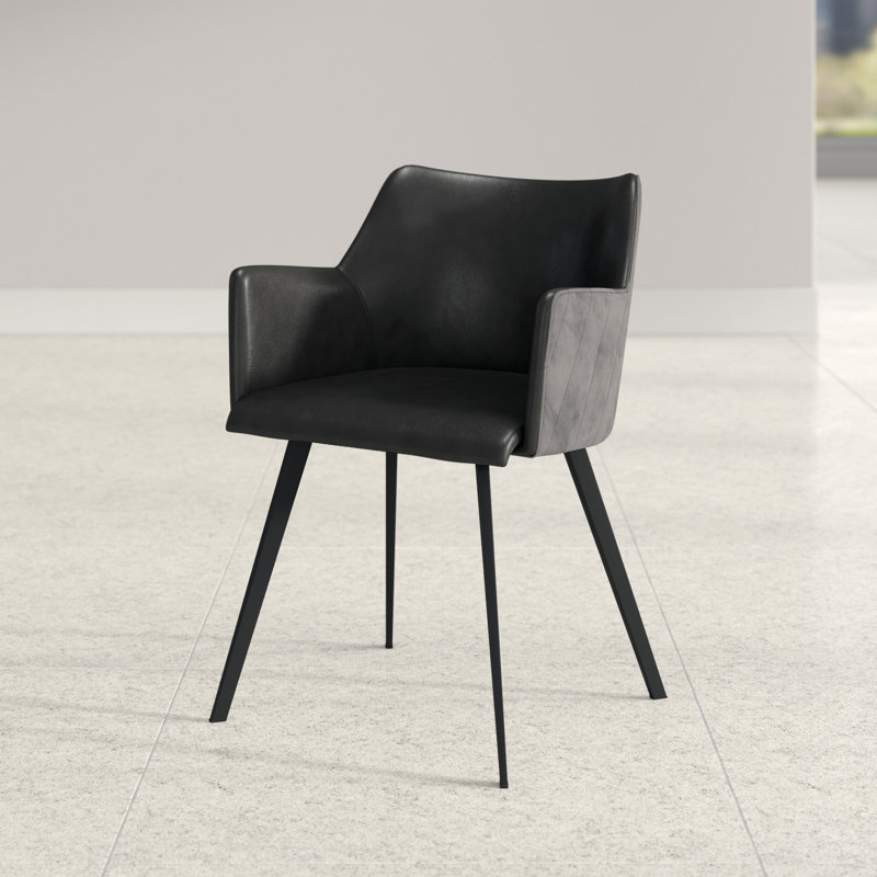 Stoltenberg Leather Seat Waiting Room Chair with Metal Frame - Grey