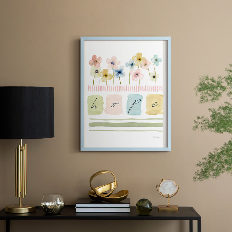 Hope Framed Print - Solid Wood, 11" H x 9" W, Blue