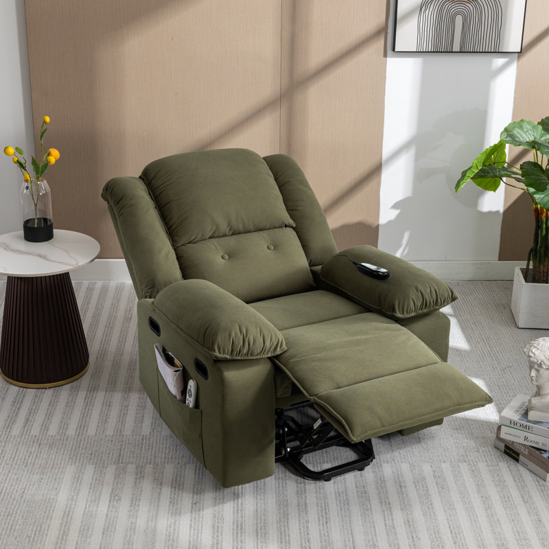 Power Lift Recliner Chair with Massage & Heat, Infinite Reclining Positions, Corduroy Upholstery & Side Storage Pockets