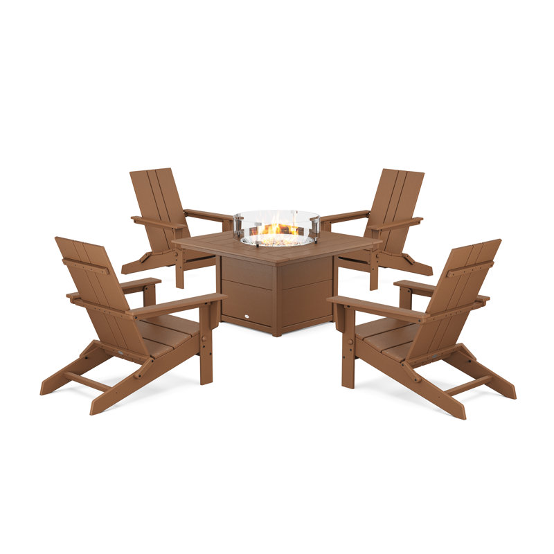 Chaise Adirondack d'extérieur pliable AllModern avec table, Teck