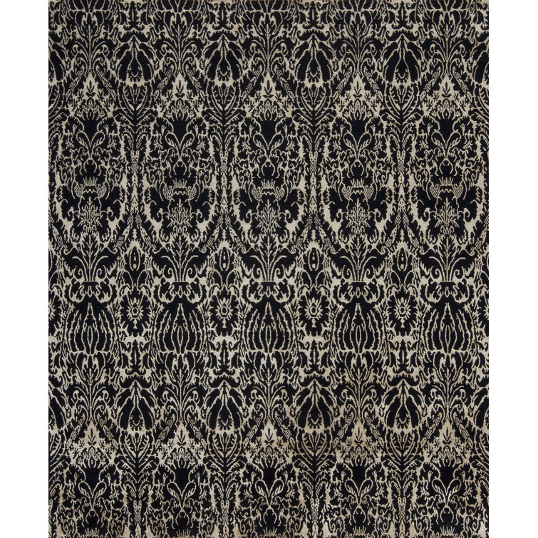 Modern Tibet Hand Knotted Area Rug in Black