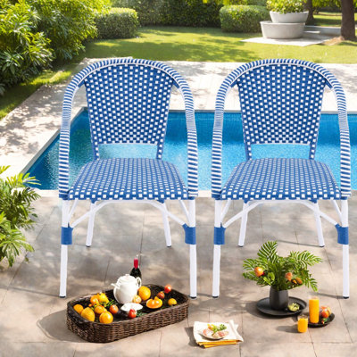 Comfortable Patio Dining Chairs, Aluminum Rattan Modern Cafe Set
