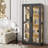 Glass Display Cabinet, Curio Display Cabinet for Collectibles, Bookcase for Room, Black & Wood