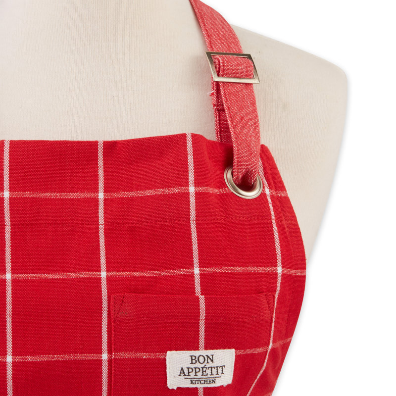 Geometric Bib Apron, Red Cider