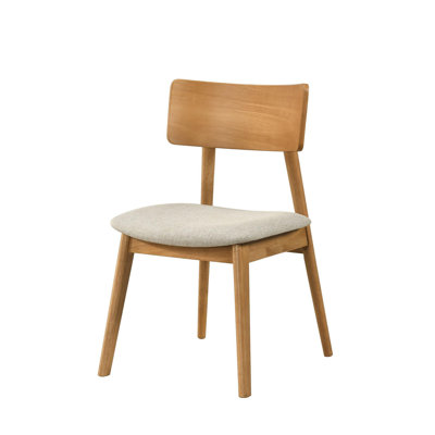 Dining Side Chairs Set Of 2 Beige Fabric Upholstered Curve Back Natural Finish Wooden Furniture