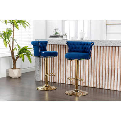 Ensemble de 2 tabourets de bar pivotants avec repose-pieds réglables avec repose-pieds pour la cuisine et la salle à manger 2PC / ENSEMBLE