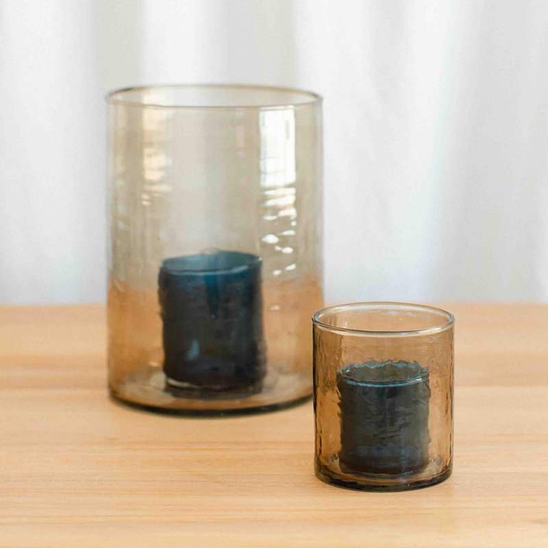 Porte-votive en verre ondulé, H 3,7 po x l 3,2 po x P 3,2 po