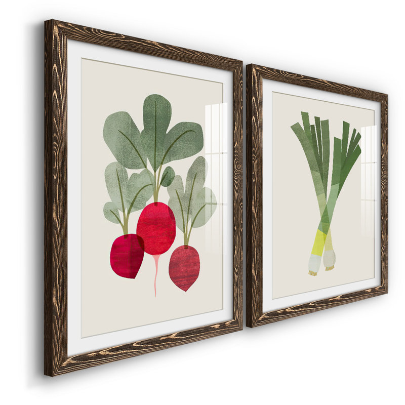 «Organic Veg I», reproduction encadrée de qualité supérieure - prête à être accrochée, H 31,5 po x l 88 po x P 1,5 po, Noyer