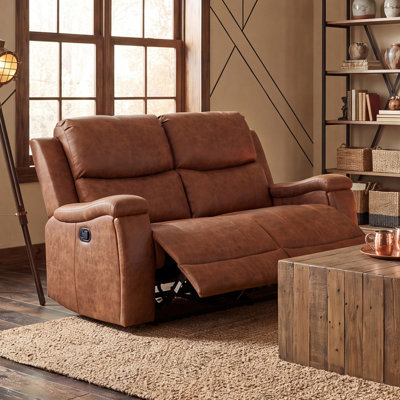 Emony 61" W Manual Reclining Faux Leather Loveseat