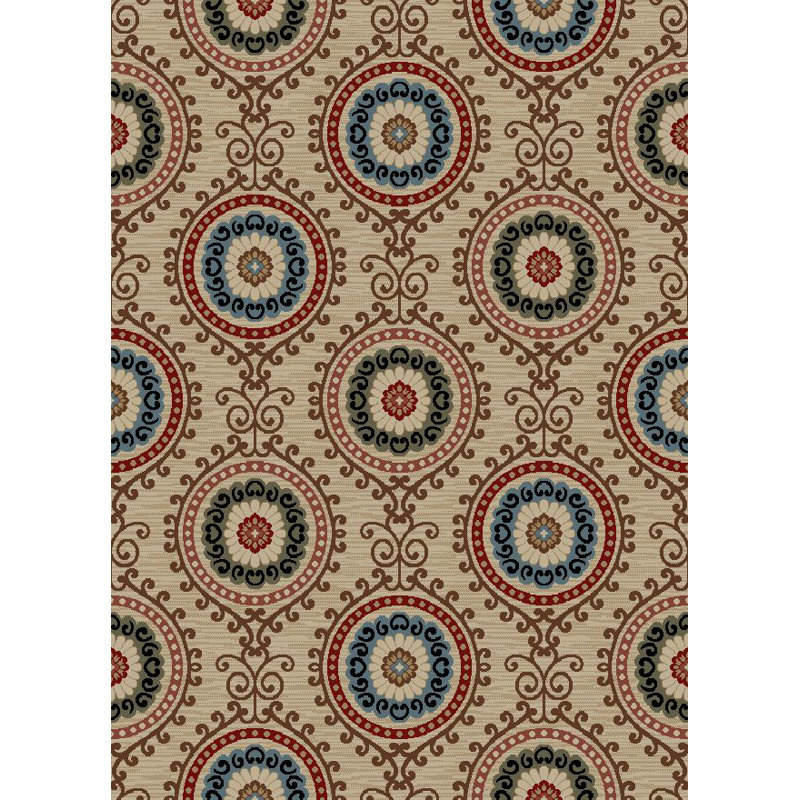 Tapis décoratif de Ivoire géométriques Henriette, Rectangle 7 pi 10 po x 9 pi 10 po