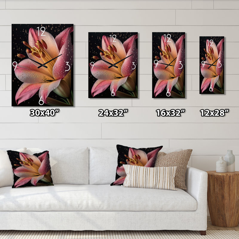 The Beauty Of Pink Lily Blossoming I - Lily Wall Clock, Extra Large