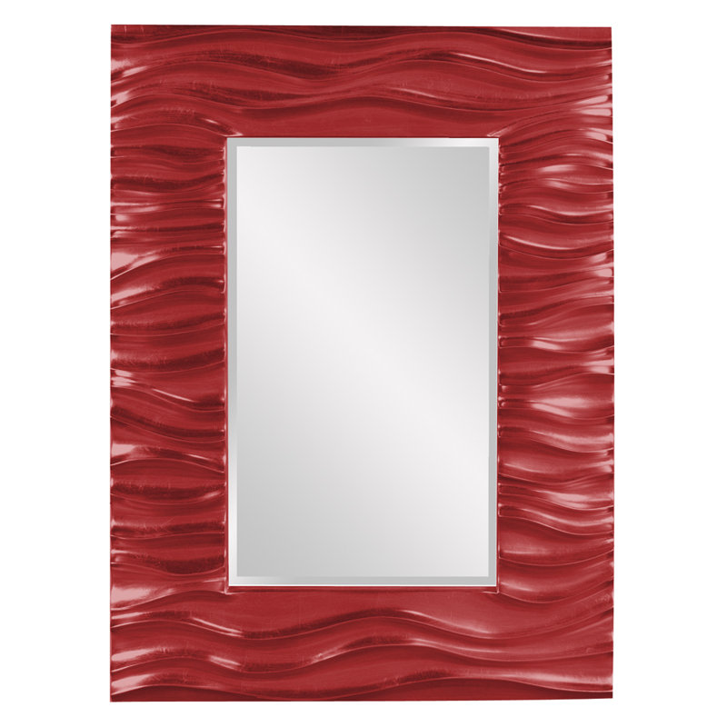 Beahn Rectangle Modern Beveled Accent Mirror, Red