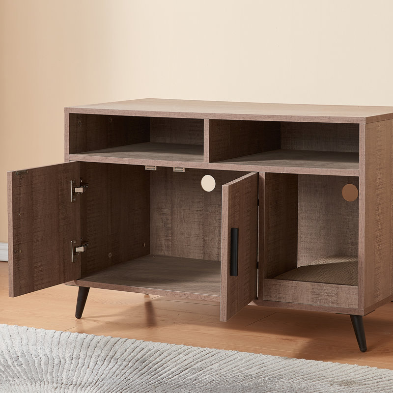 Grande armoire de rangement pour chat en bois avec bac à litière