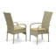 Ensemble de conversation pour patio 7 pièces composé d'une table de salle à manger rectangulaire en osier avec plateau en verre et 6 fauteuils de jardin avec coussin, lin naturel-1339203137