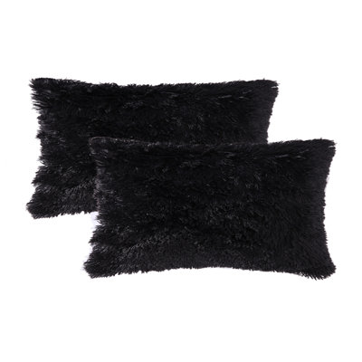 Cheer Collection Shaggy Hair Pillow Covers