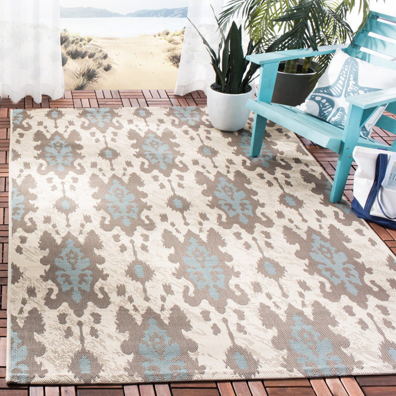Arneshia Beige Area Indoor/Outdoor Area Rug, Rectangle 8' x 11'