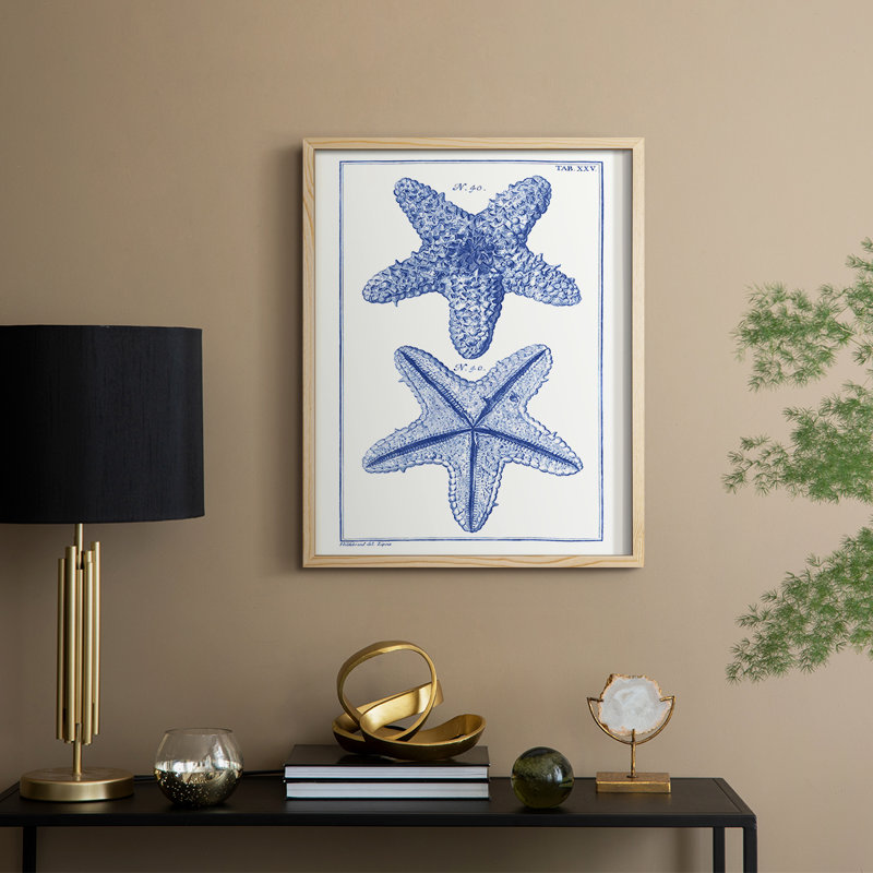 Blue Sea Stars IV, reproduction encadrée - bois massif, H 30 po x l 24 po