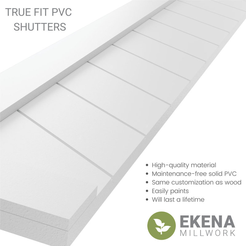 Volets à fixation fixe en PVC à panneau simple de style moderne True Fit, 64", 12", Sans finition