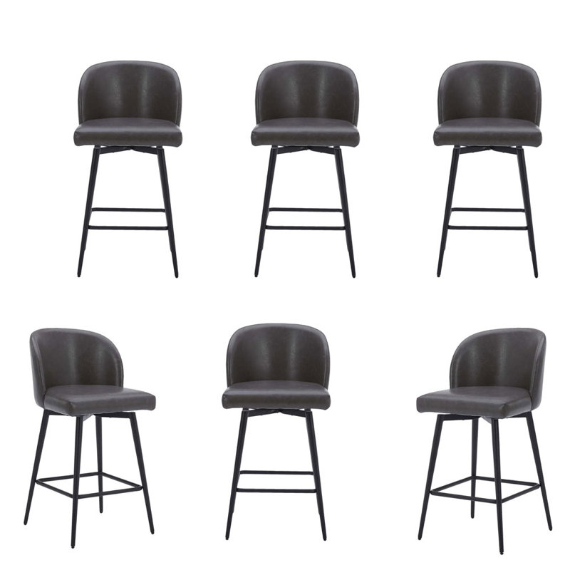Kanasha 26.9" Swivel Counter Height Bar Stools, Black, 6