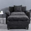 Fauteuils d'appoint surdimensionnés, structure en acier et bois chenille noir, salon moderne