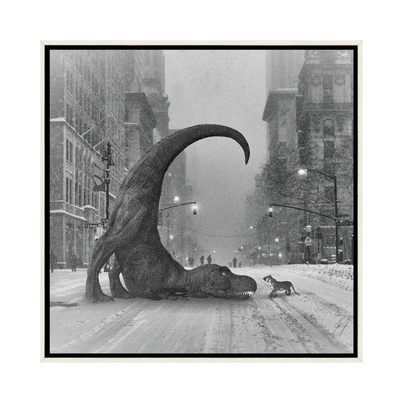 " Wanna Play " by Kathrin Federer, 26" H x 26" W x 1.5" D, Distressed White Floater Framed Canvas, No