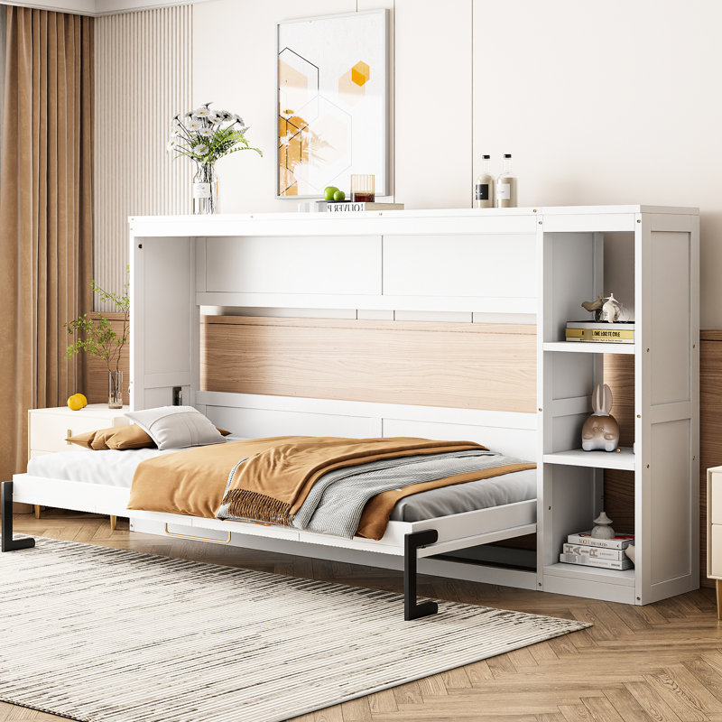 Twin Bed With Bookshelf In White - & Space Utilizing Setup Firm Saving Design, Twin